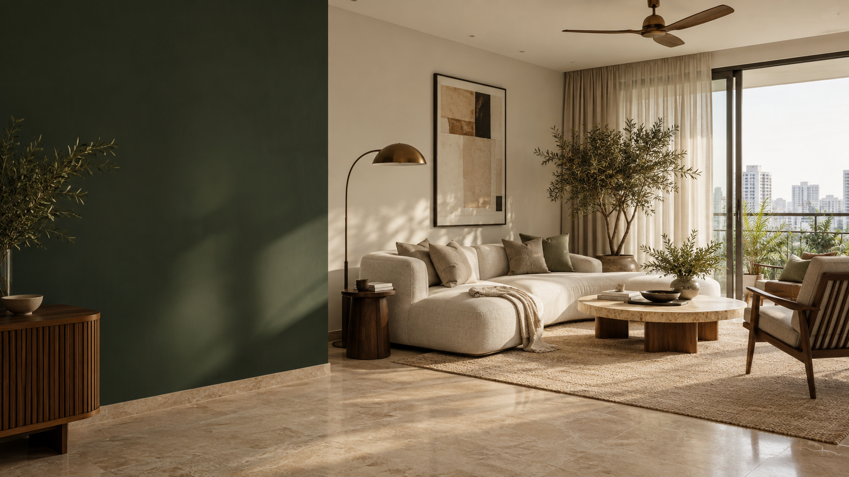 A quiet, comfortable living room filled with afternoon light.
